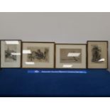 Four framed prints and etchings, including one of old st pauls, the largest 38cm x 46cm (4)