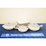 Mid Century Denby stoneware in Moon and Stars pattern, comprising lidded and handled pan,