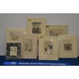 Seven mounted cricket prints and lithographs, the largest 27cm x 31cm (7) IMPORTANT! REGARDING