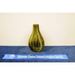 A green art glass vase, having banded twisted cane design to bulbous body, 35cm high IMPORTANT!