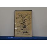 A print titled Tree Houses, by John Morland, framed, 78cm x 52cm IMPORTANT! REGARDING CONDITION