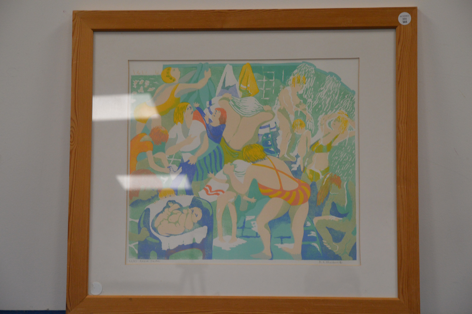 Margaret Maidment (British 20th century), limited edition lino cut, 'The leisure Center' 26/27