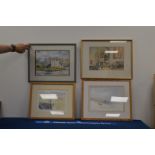 Four framed watercolours, of differing scenes, the largest 41cm x 51cm (4) IMPORTANT! REGARDING