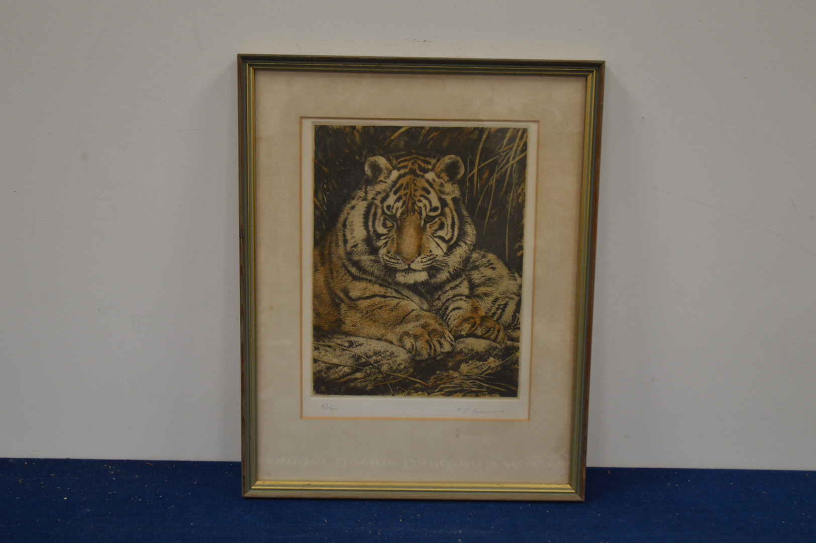 T. J. Greenwood (British, 20th century), a limited edition print of a tiger, no. 58/100, 48cm x 38cm