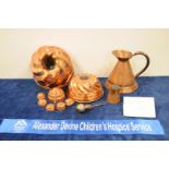 Copperware including moulds, largest 28cm dimaeter x 18cm high, smallest 5cm diameter, jugs,