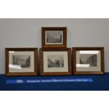 Four steel line engravings, in elm frames, the largest 26cm x 30cm (4) IMPORTANT! REGARDING