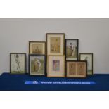 A group of framed cricket prints, the largest 30cm x 23cm (8) IMPORTANT! REGARDING CONDITION