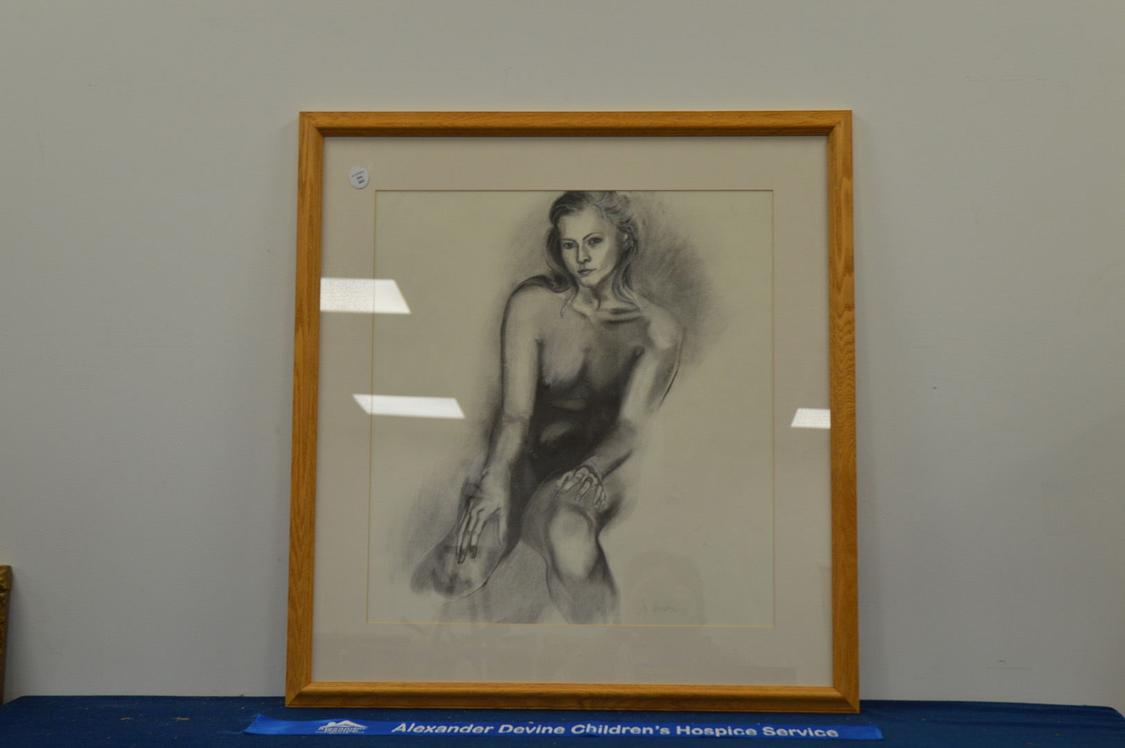 A portrait of a nude lady, by Jo Dixon, framed and glazed 80cm x 75cm IMPORTANT! REGARDING CONDITION