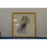 A portrait of a nude lady, by Jo Dixon, framed and glazed 80cm x 75cm IMPORTANT! REGARDING CONDITION