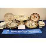 A group of 19th century and later pottery items, including an Ironstone tureen and cover, another