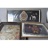 Three WWII Souvenir of Egypt embroideries, comprising Royal Engineers, Merchant Navy and another