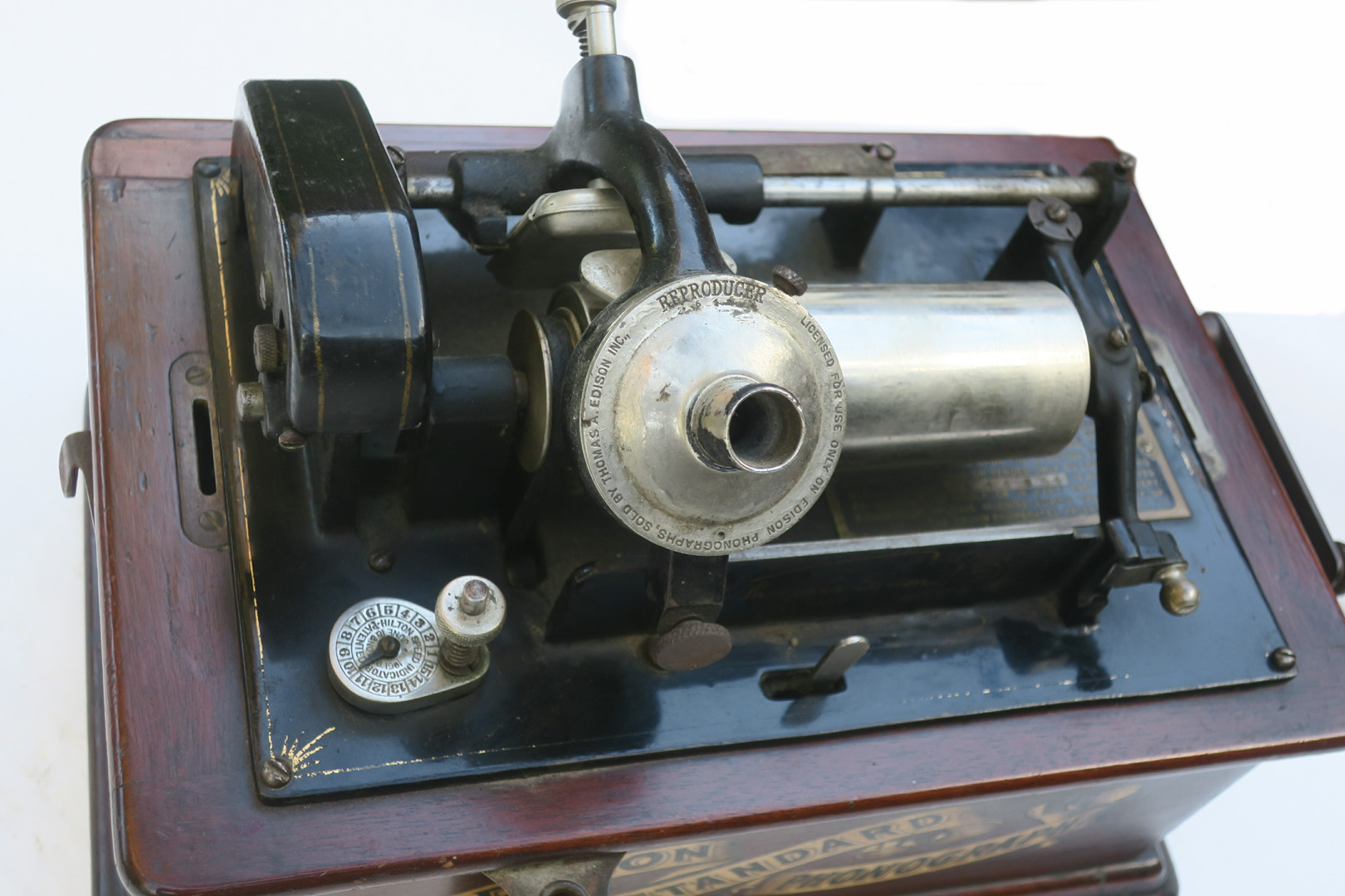An Edison Standard phonograph, Model A No. S144854, in mahogany case (lacking lid), with Combination - Image 3 of 3