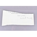 Sir Winston Churchill, a signed scrap of a letter, with remnants of the typed part of a letter,