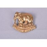 Boer War British Asian Squadron, King's Colonials Boer War brass badge, with an elephant standing on