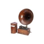 An Edison Opera phonograph, No. 1878, with Diamond A reproducer and (re-finished) mahogany case