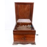 A table grand gramophone, in mahogany case with swan-neck tone-arm, Goldring soundbox and internal