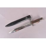 A scarce British trails No.8 bayonet, with 19.5cm ling single edged blade, complete with metal