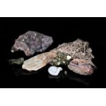An assortment of World Minerals, including Amethyst, Iron Pyrites and Aragonite, Celetine,