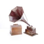 An Edison red Gem phonograph, Model D No. 351817, with K 2 and 4 minute reproducer and maroon