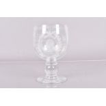 Royal Brierley, a Commemorative Winston Churchill glass goblet, the bowl with extensive engraving by