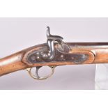 A Victorian 1855 Tower Percussion cap rifle, marked I.C.R and broad arrow to the stock, the lock