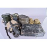 A War Period German Medics water bottle, together with a German canteen, a stove, a British First