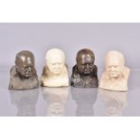After Oscar Nemon, four plaster busts of Sir Winston Churchill, each of a slightly different