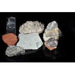 An assortment of World Rocks and Minerals, comprising Fluorspar, Pyrolusite, Zinc Blende and Quartz,