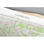 A small collection of rolled Ordnance Survey maps, including Eastbourne, Bristol and Stroud, Bristol