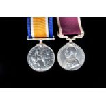 A WWI Royal Engineers Long Service and Good Conduct medal duo, awarded to Sergeant Percival