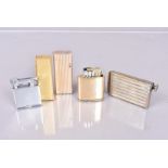 A group of five vintage lighters, to include an AD Queenie with gold jacket, Ducat Catalyric,