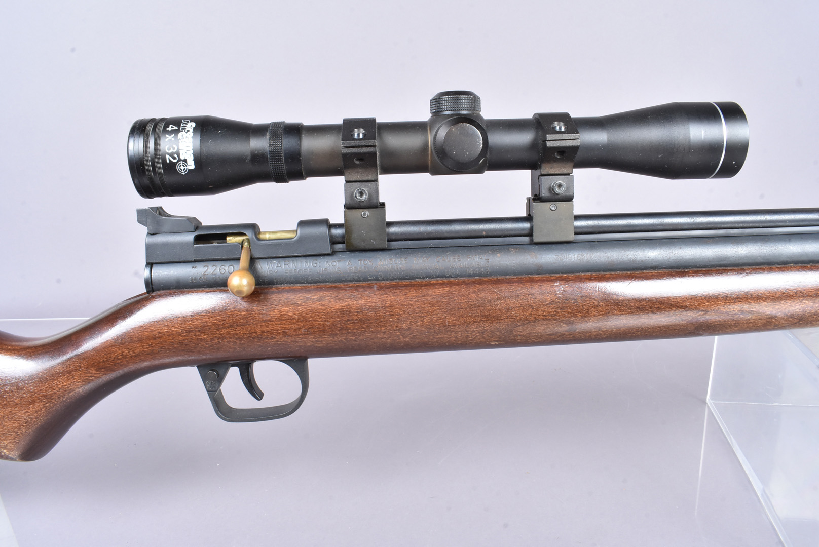 A Crosman 2260 .22 cal air rifle, complete with Crosman 4x32 scope sold as seen, untested