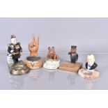 Figural Ashtrays, a group of five figural ashtrays, to include 'Who Said Hitler?' with the figure of