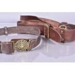 A brown leather Boys Brigade belt, together with a Sam Browne belt (2)