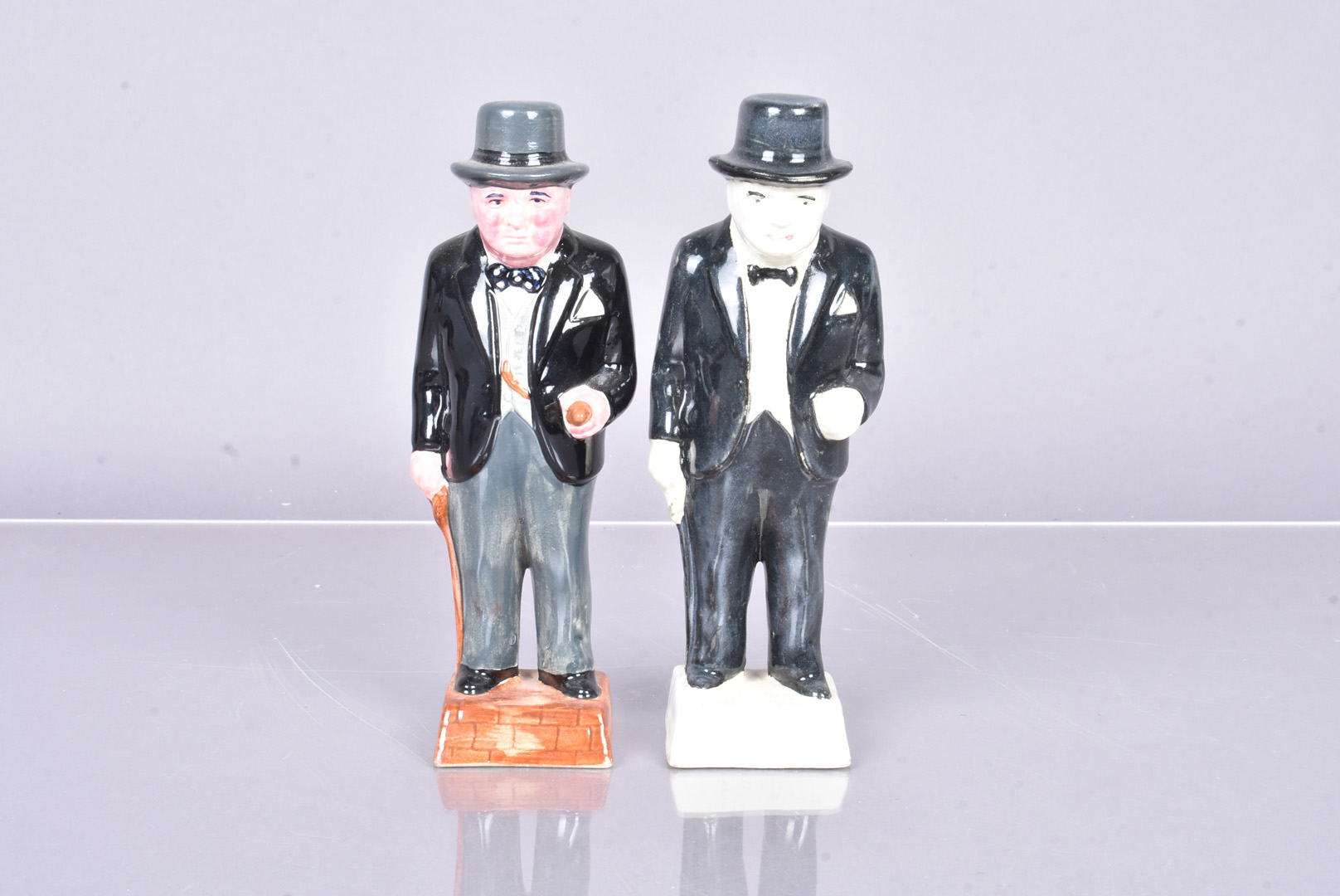 A WWII Period Newport Pottery prototype figure of Winston Churchill, unmarked to the base,