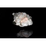 Stilbite with Quartz, pseudomorphs after laumontite, four good examples, each with a different form,