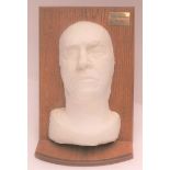 Thomas Edison, death mask copy, cast from the original in 1994 --14in high, mounted on an oak stand