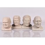 A group of four Danish Bikuben Soholm pottery money box busts, the Limited Edition bust in the