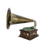 A Junior Monarch Gramophone, by the Gramophone & Typewriter Ltd, with brass horn and USA
