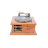 A pigmy Grand hornless Gramophone, by the Gramophone Co, with Exhibition soundbox, detachable