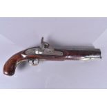 An obsolete calibre percussion cap pistol, with a Crown stamp the rear end of the lock plate,