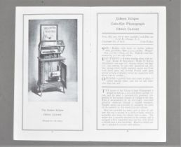 Edsion literature, a folder of replica Edison phonograph catalogues; and three small framed Edison