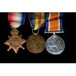 Three WWI medals, to include a Mon Star awarded to Private George T Simpson (L-6135), 1st