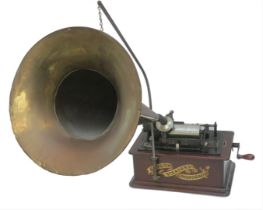 An Edison Standard phonograph, Model A No. S144854, in mahogany case (lacking lid), with Combination