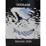 Courage - Swan Inn, single sided enamel pub sign, 93cm x 123cm