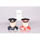 Carlton Ware, Three Winston Churchill 'Trial' Character jugs, trialling different colour