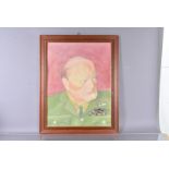 Two amateur artworks of Winston Churchill, a pastel on board by P.Lythgoe, plus a paint on