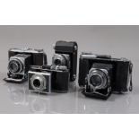 Four Kodak Folding Cameras, a Kodak Vollenda 620 6x6cm, shutter working, body F-G, some wear,