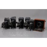 Folding and Other Cameras, two Zeiss Ikon Nettar 515/2, a Bob 510/2, a Voigtlander Vallender, G, a
