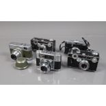 A Group of Various 35mm Cameras, a Ferrania Ibis 34, G, a Braun Paxette, G, a Werra 1a, in makers